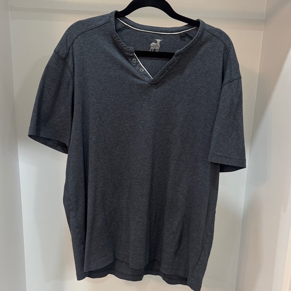 Raffi Heather Blue Short-Sleeve Henley Tee